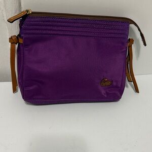 Vintage DOONEY & BOURKE Cosmetics Purple Women's Bag with Brown Accents